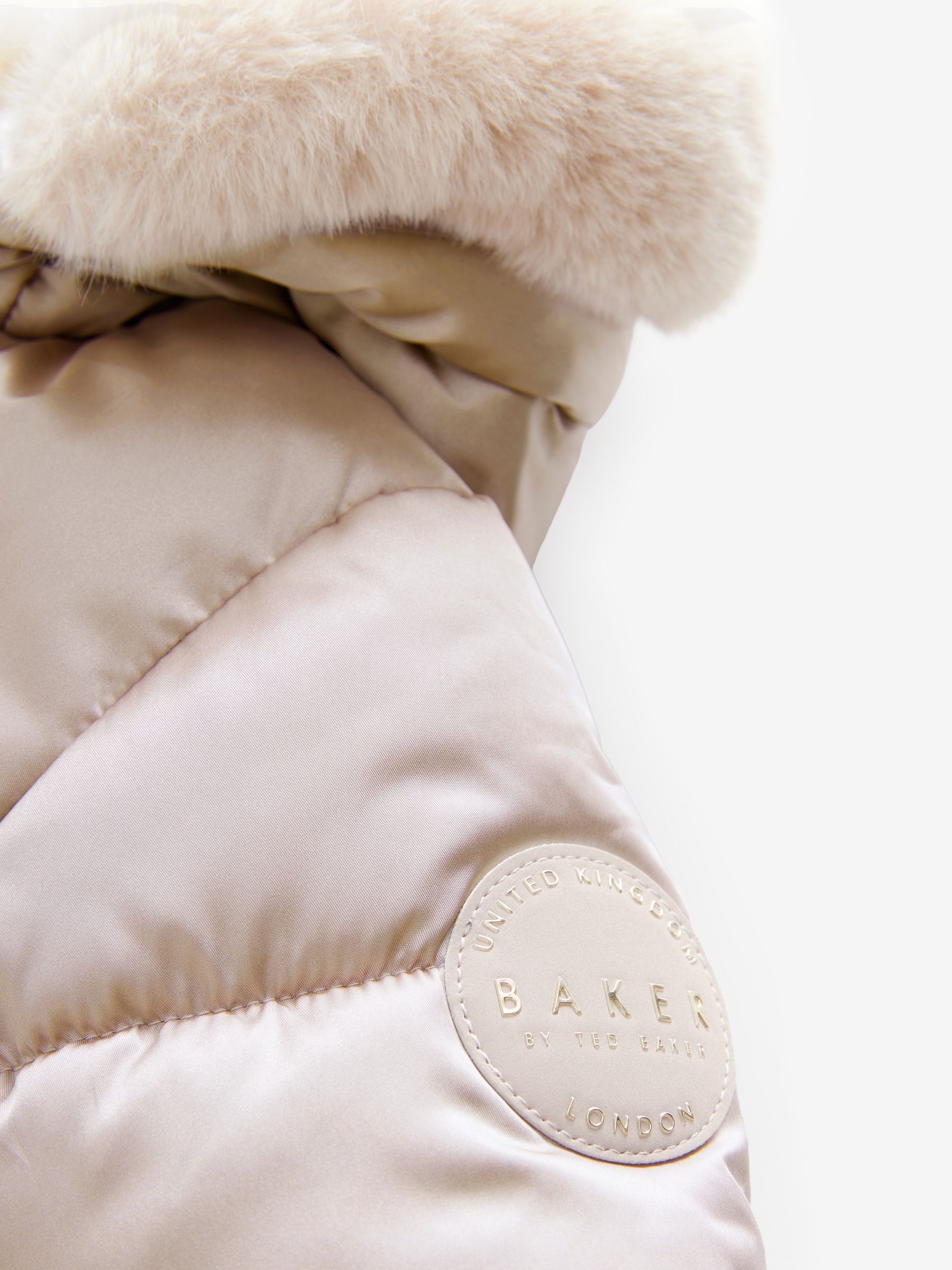 Oesterkleurig - Baker by Ted Baker - Regenbestendige gewatteerde jas met bubbelzoom