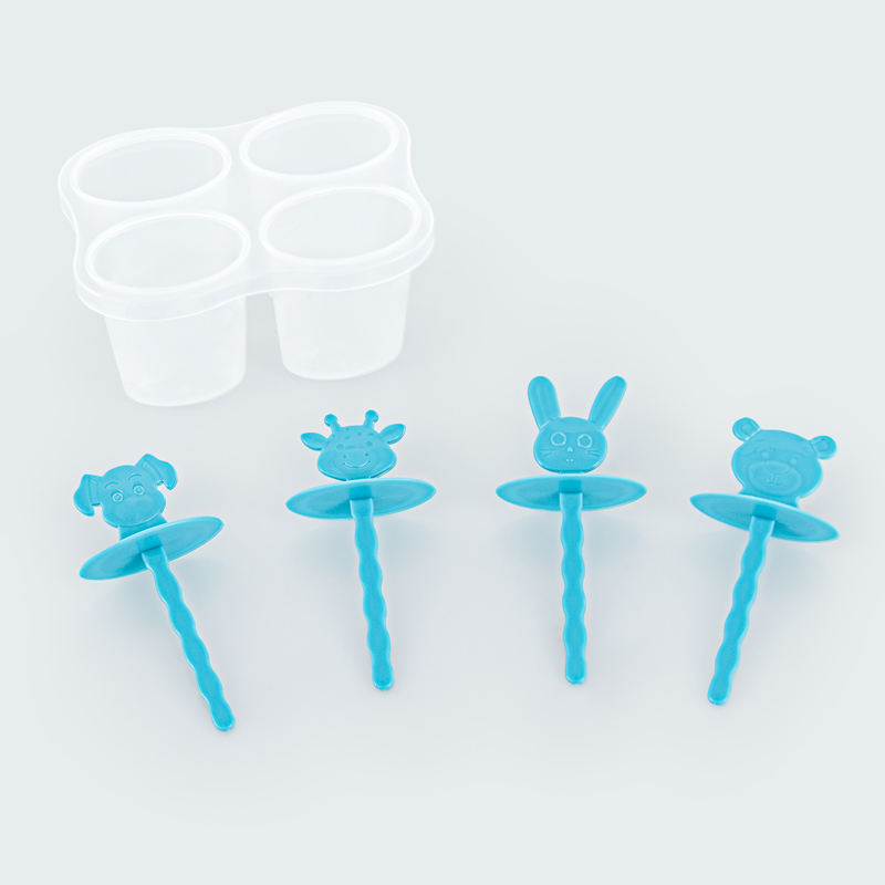 Lot de 4 moules à glaces animaux bleu