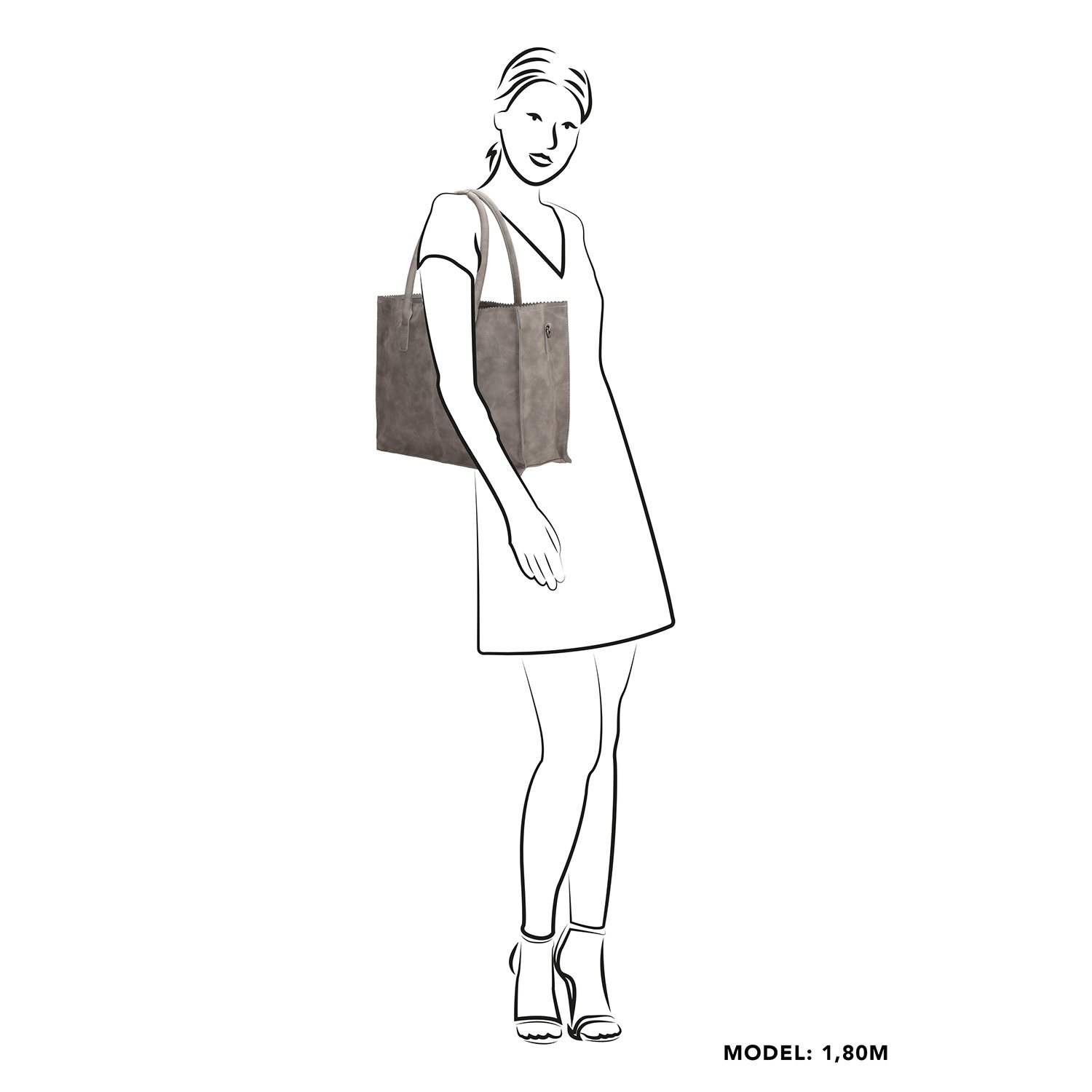 Zebra Trends Natural Bag Lisa Shopper middengrijs
