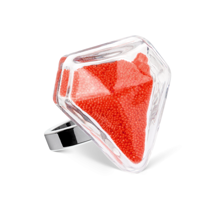 Bague en verre soufflé - Diamant Medium Billes
