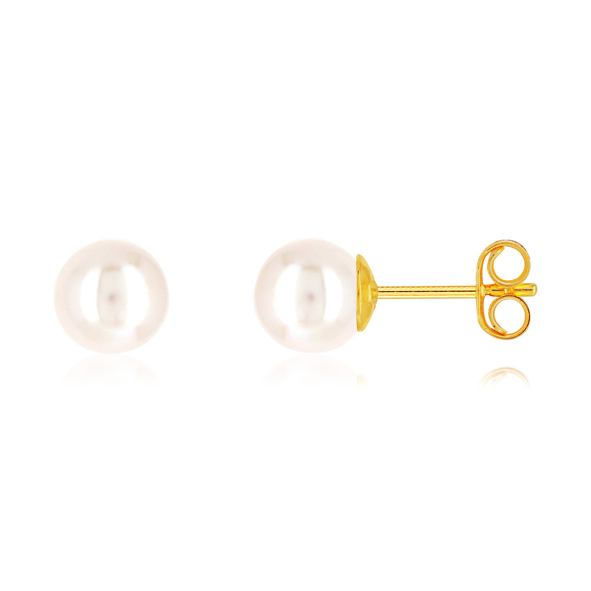 Boucles d'oreilles or 750 jaune perles de culture du Japon