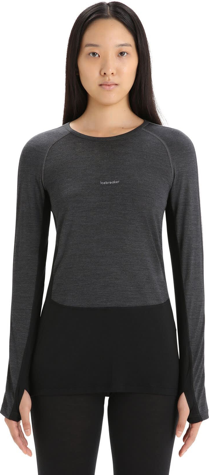 Merino 125 ZoneKnit LS Crewe Thermal Top Dame Jet Heather/Black
