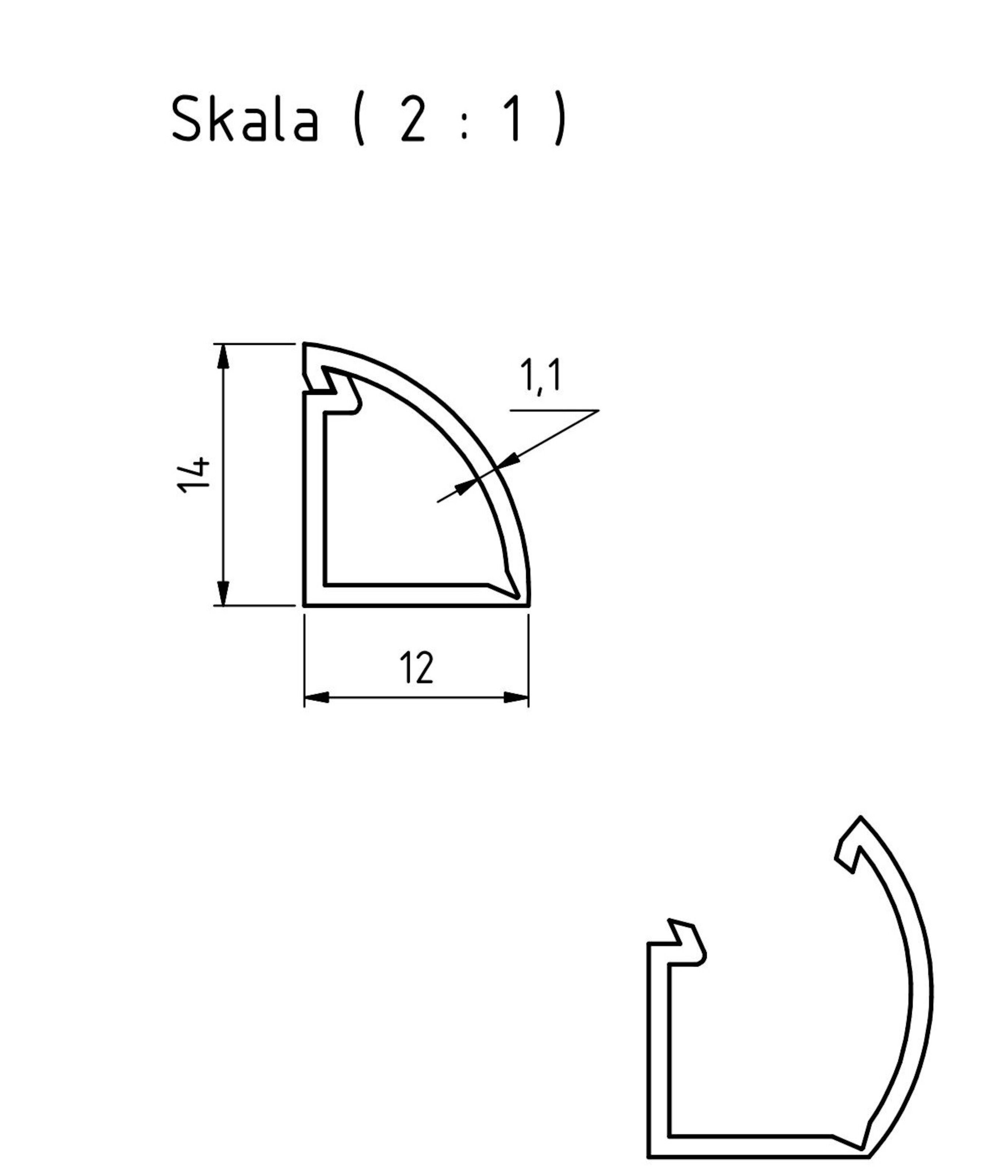 Kabelkanal for hjørne 12x14 mm 2 m