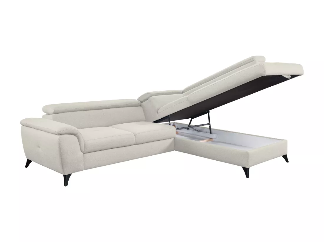 Canapé d'angle convertible droit en tissu beige BORTIGALI