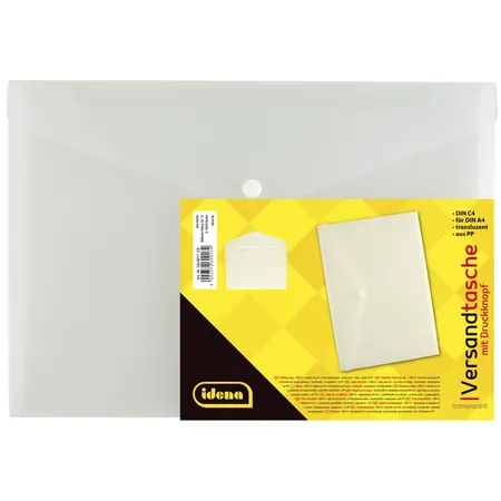 Idena Versandtasche DIN C4, Kunststoff transparent, transluzent, mit Druckknopf