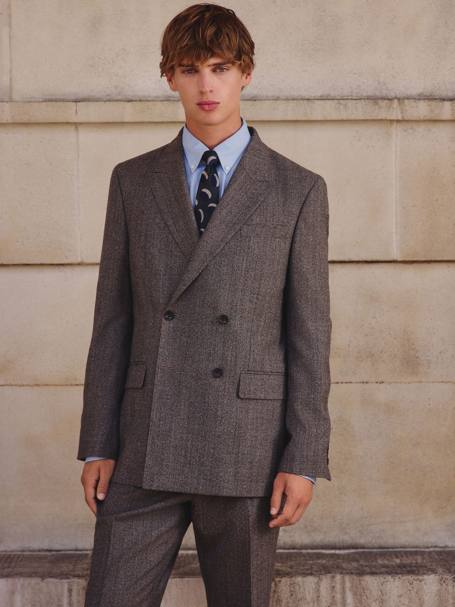 Neutraal - Double Breasted Merino Wool Blend Suit Jacket
