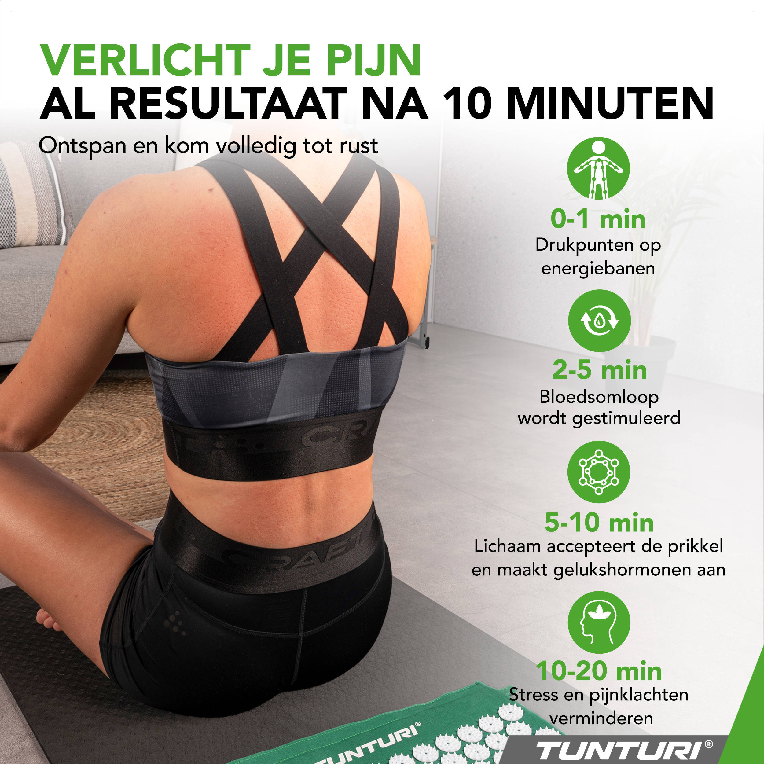 Tunturi yoga spijkermat groen