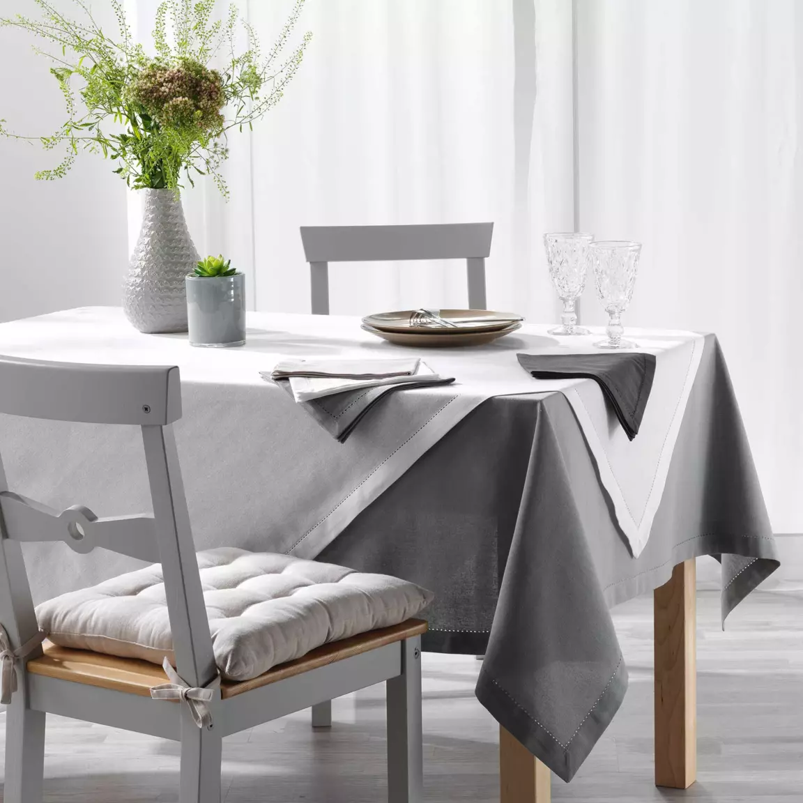 Nappe rectangulaire coton (140 x 240 cm) Charline Blanche