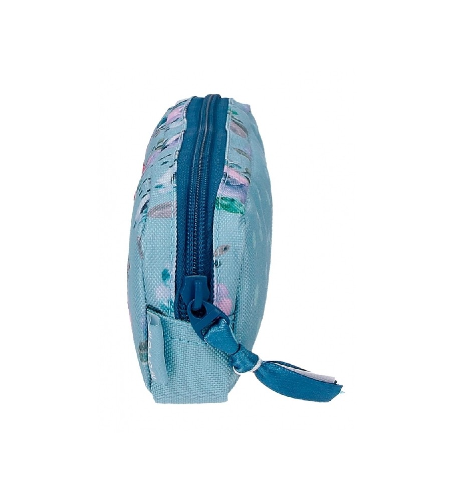 Estojo para lápis Movem Wild Flowers Azul - 22x7x3cm -