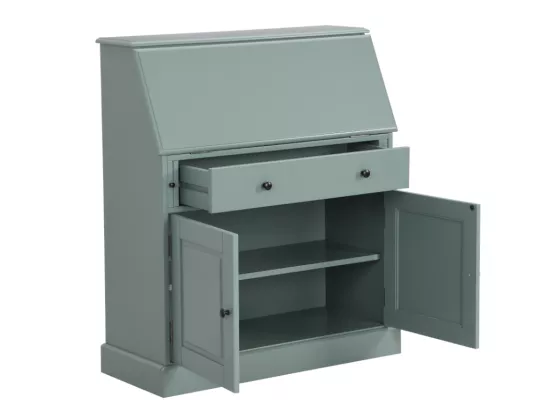 Secrétaire en pin et MDF - Coloris : Vert amande - CLEORE