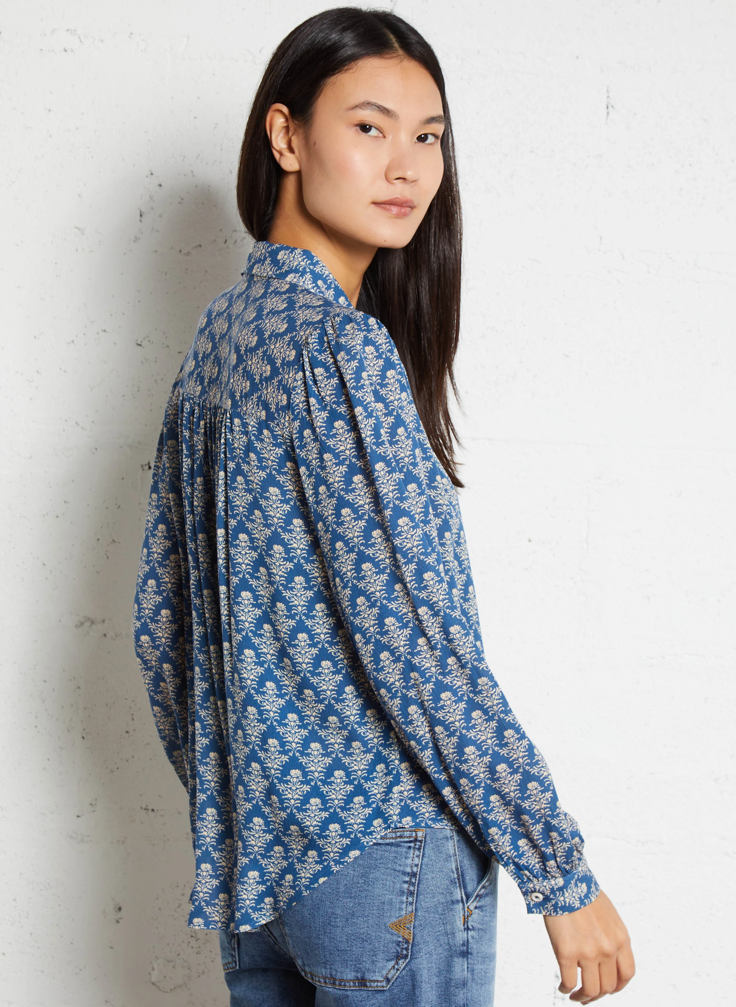 Chemise droite imprimée| Bleu