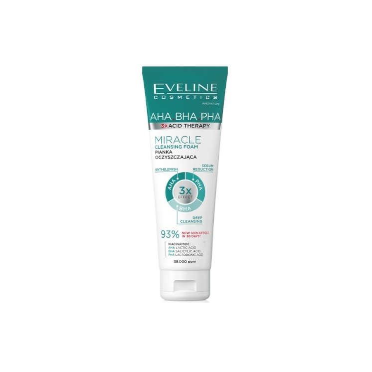 Eveline 3xAcid AHA BHA PHA Miracle Gesichtsreinigungsschaum 140 ml