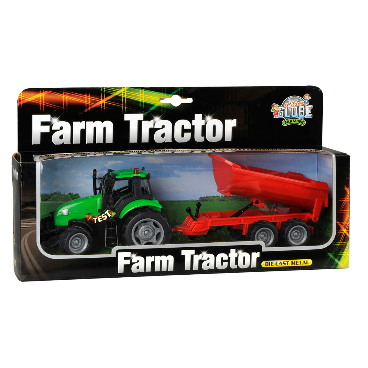 Kids Globe Tractor met Aanhanger Licht & Geluid 1:32