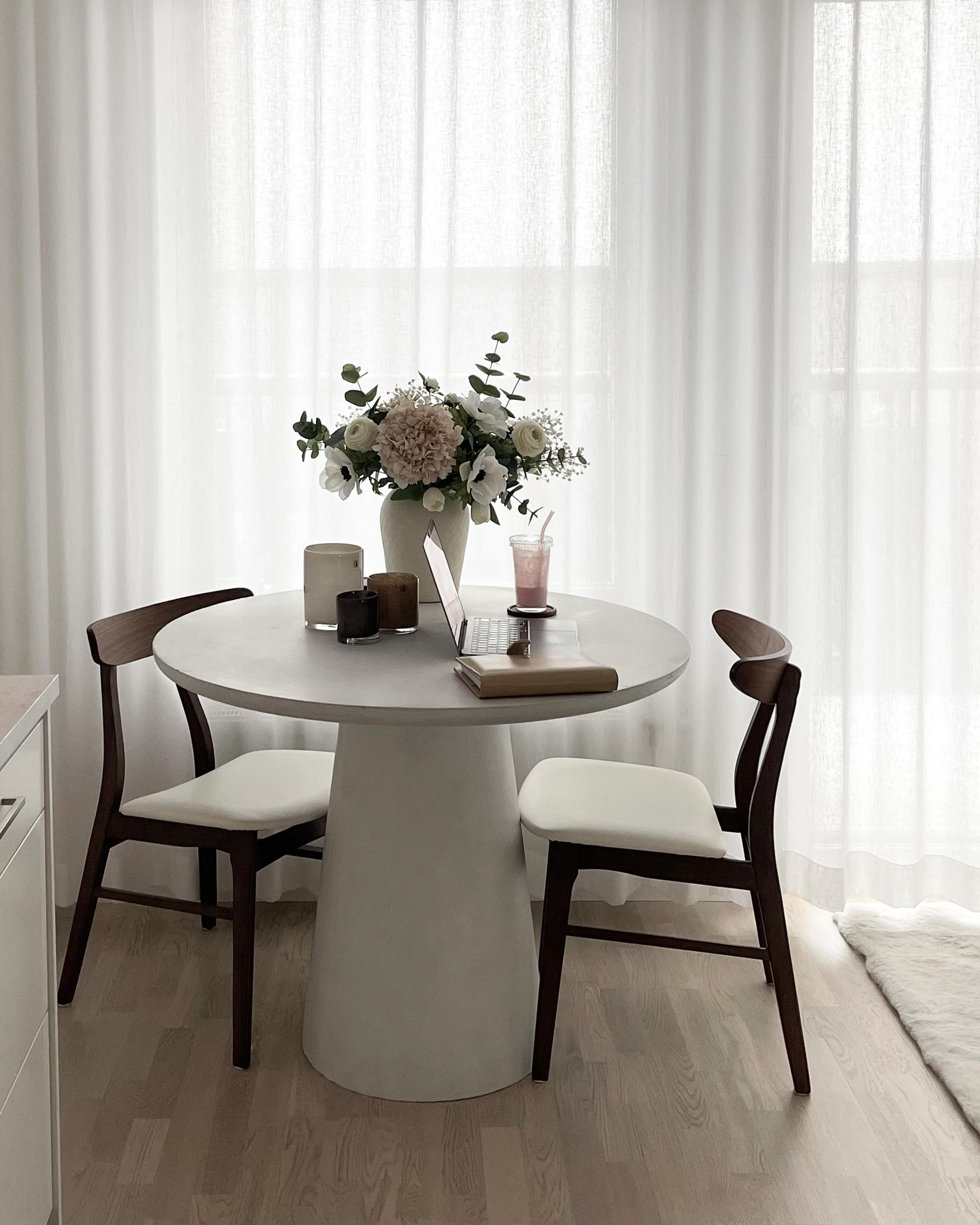 Set van 2 eetkamerstoelen LYNN Hout Donkerbruin/wit