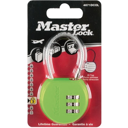 Cadenas à combinaison - porte adresse - 42 mm - anse de 44 mm - coloris ass