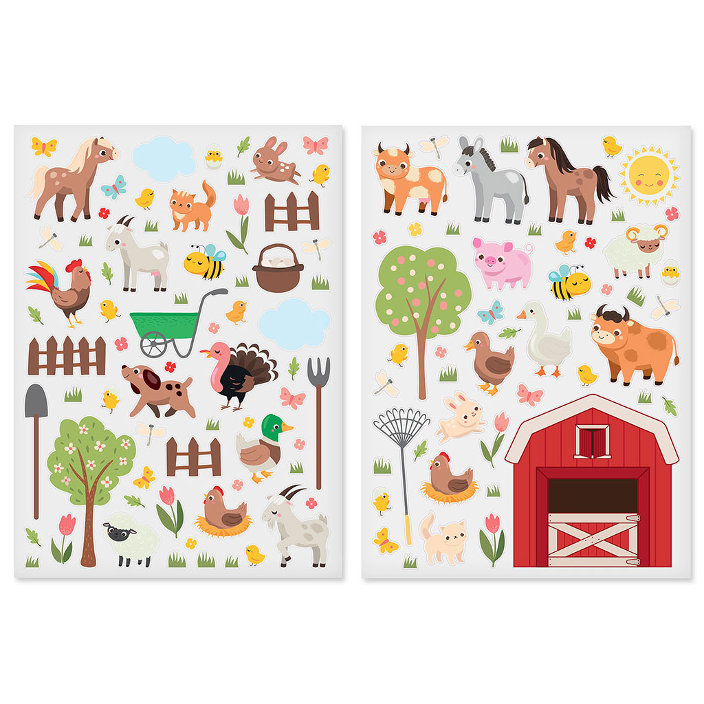 Lot de 118 gommettes animaux de la ferme