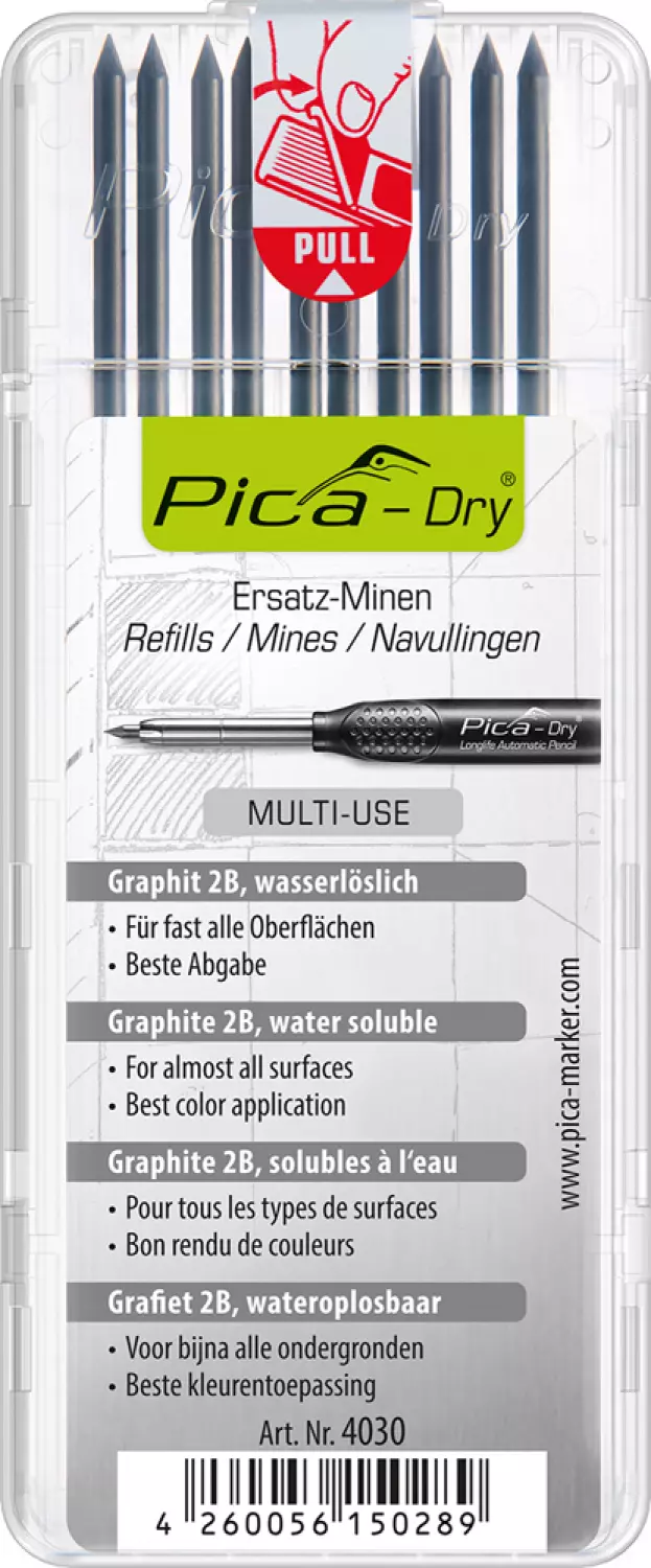 Pica 4030 Dry Navulling in blister - Grafiet (10st)