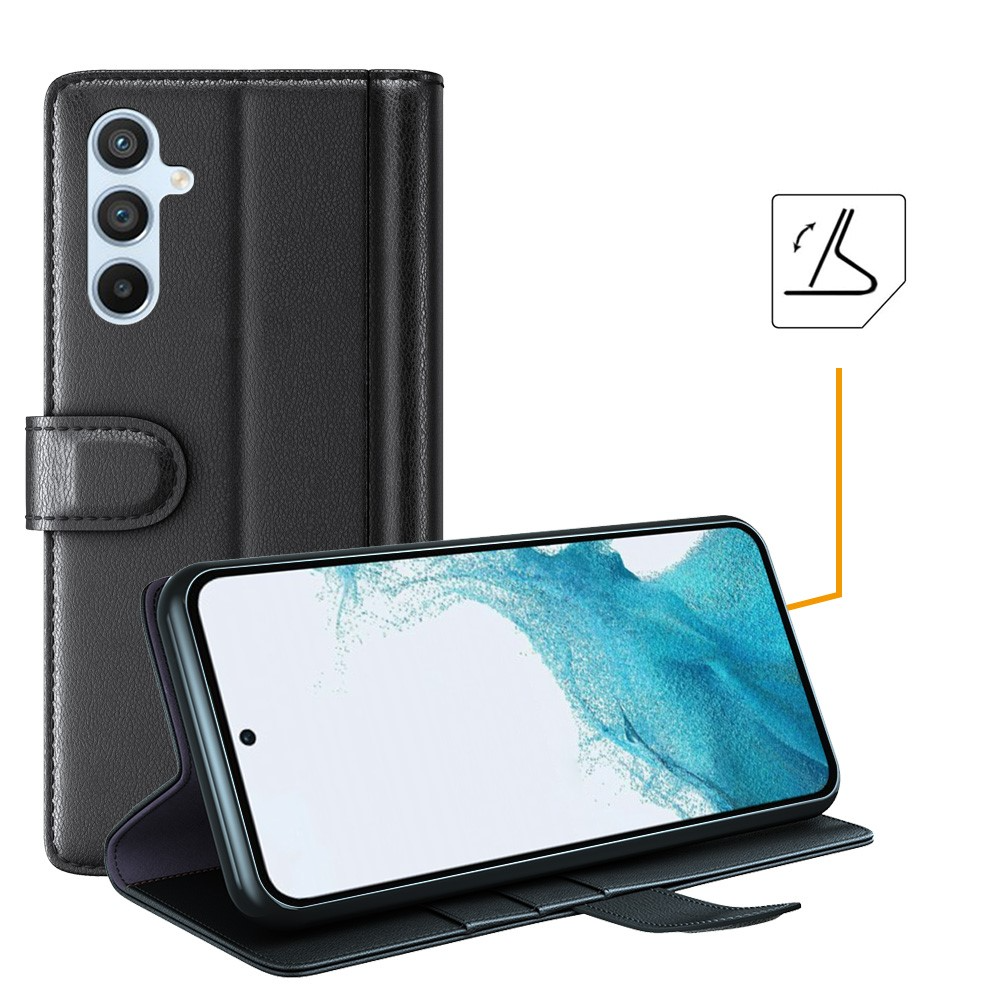 Samsung Galaxy A54 5G Echtleder Tasche Flip Cover mit Kartenfächer - Braun