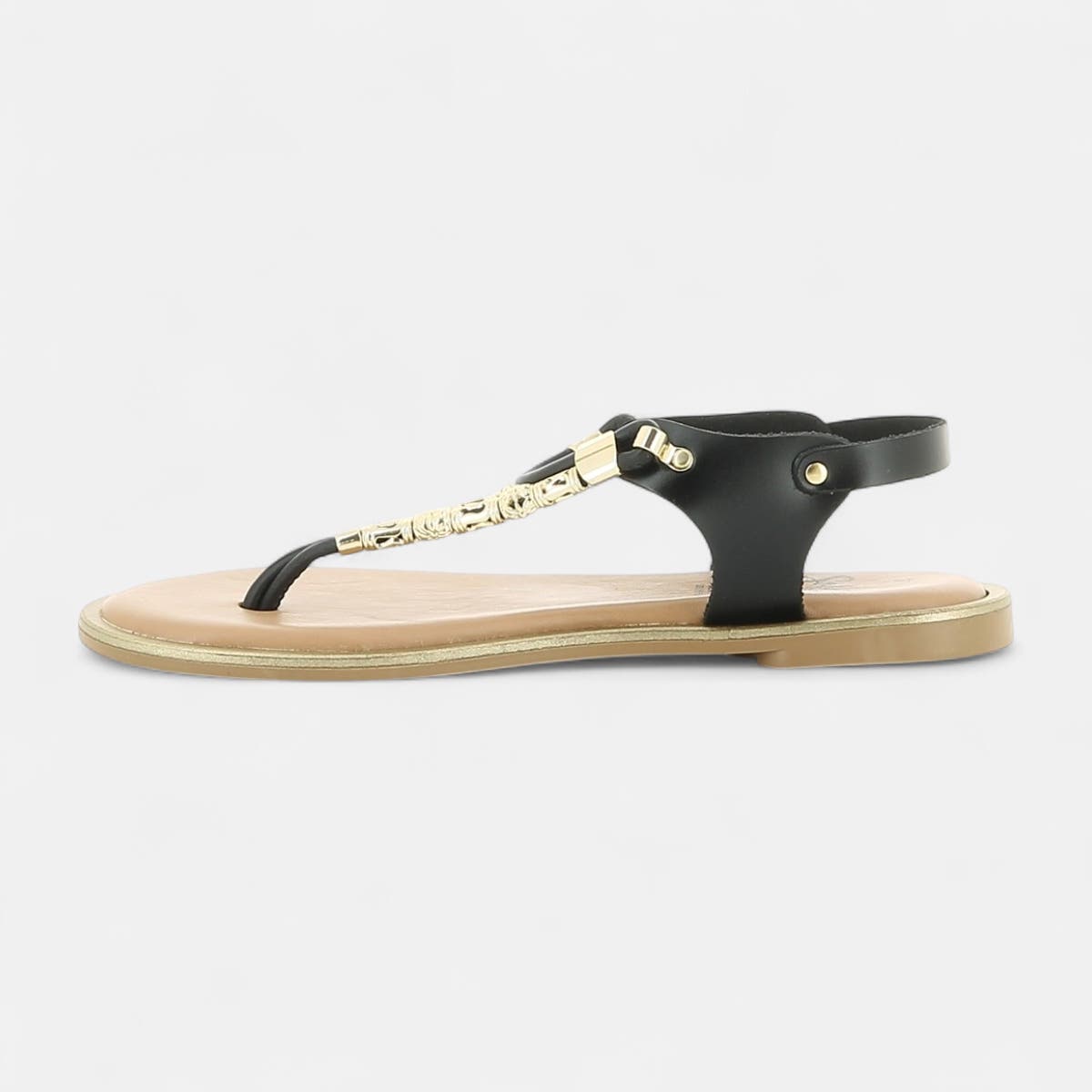 Nu-pieds Femme en cuir noir