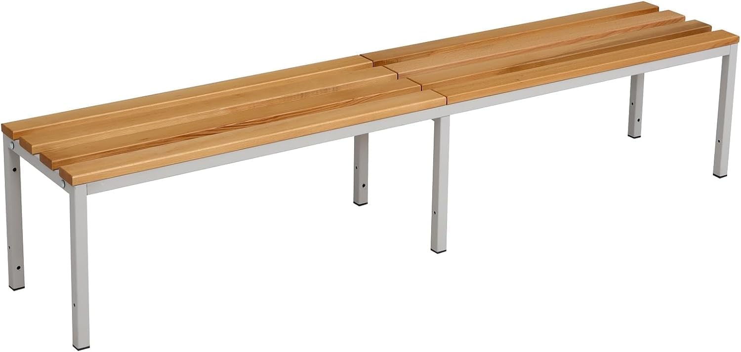 furni24 Sitzbank für Umkleideräume BxHxT: 200x42x40 cm, Umkleidesitzbank, Umkleidebank, Garderobenbank, Sportbank, Bank mit Echtholz für Fitnessstudio