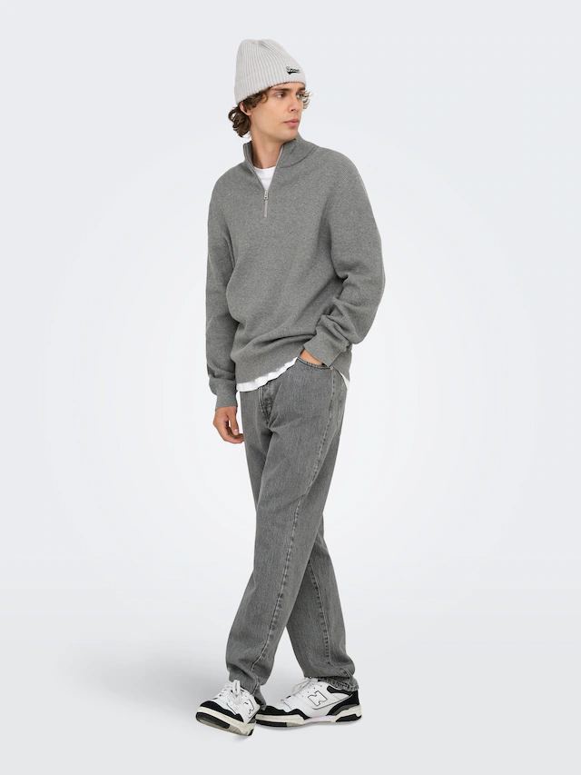 ONLY & SONS Troyer »ONSPHIL REG 12 STRUC HALF ZIP KNIT NOOS« Baumwollmischung, regular fit