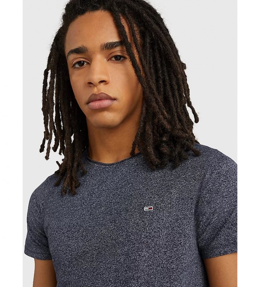 Camiseta Tommy Jeans TJM Slim Jaspe com decote em C azul