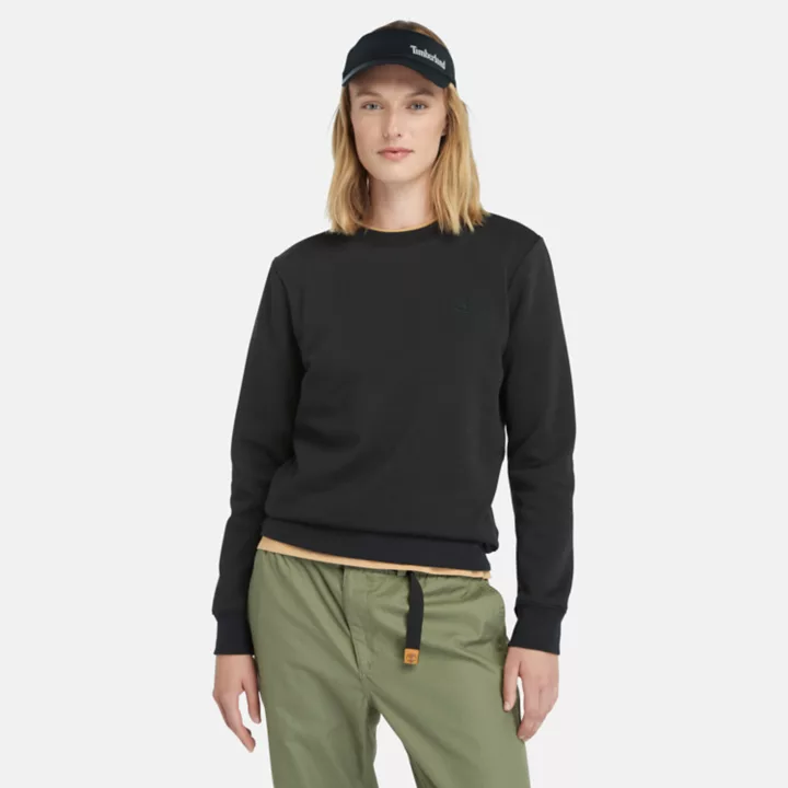 Sweat à col rond et envers brossé pour femme en noir
