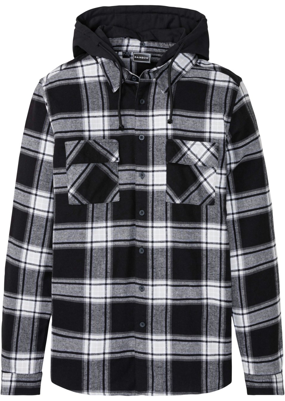 Chemise manches longues en flanelle avec capuche amovible
