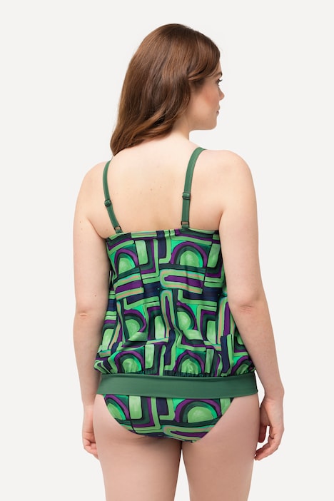 Tankini, grafischer Druck, Softcups, Träger verstellbar