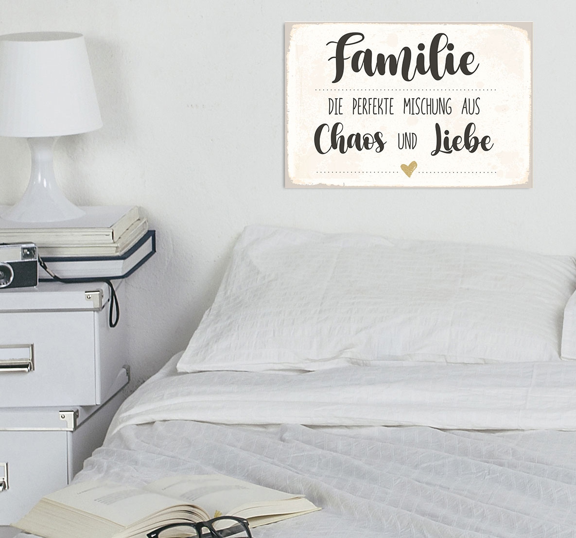 queence Metallbild »Familie« Herzen | Schriftzug | Sprüche | Sprüche & Texte 1 Stk. tlg. Stahlschild, Blechschild, Sprüche, Texte, Familie, Liebe