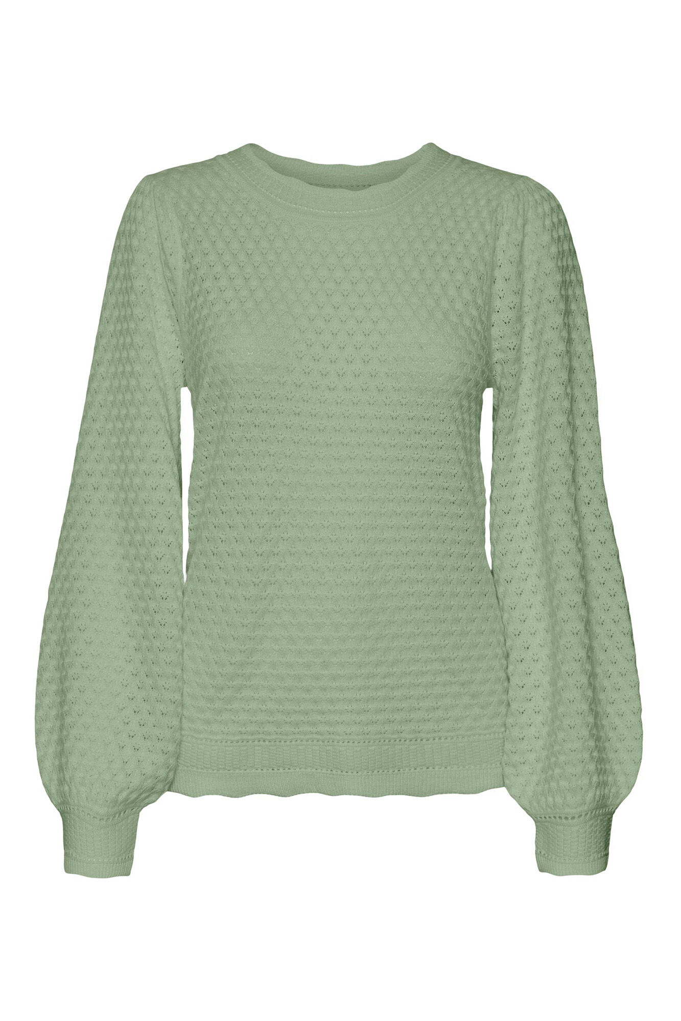Suéter de malha fina com detalhes vazados - Verde