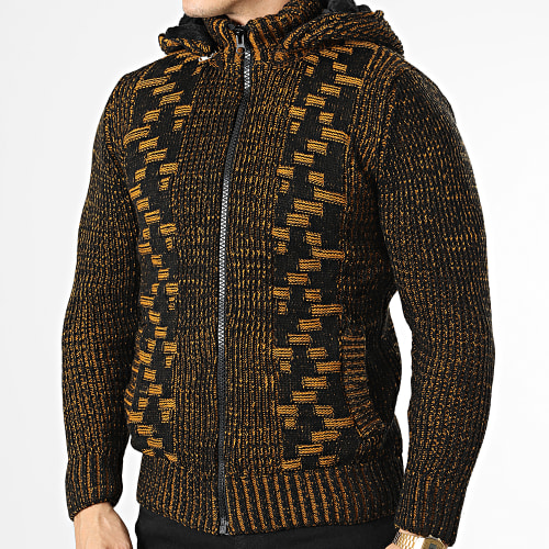 Gilet Zippé Capuche 3004 Noir Orange