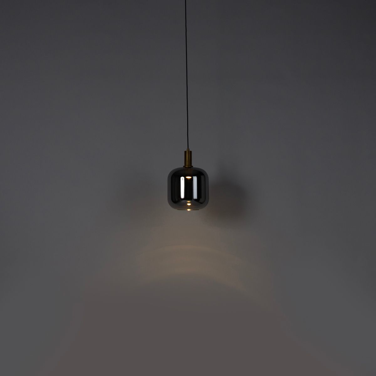 Hanglamp zwart met goud en smoke glas incl. PUCC - Zuzanna