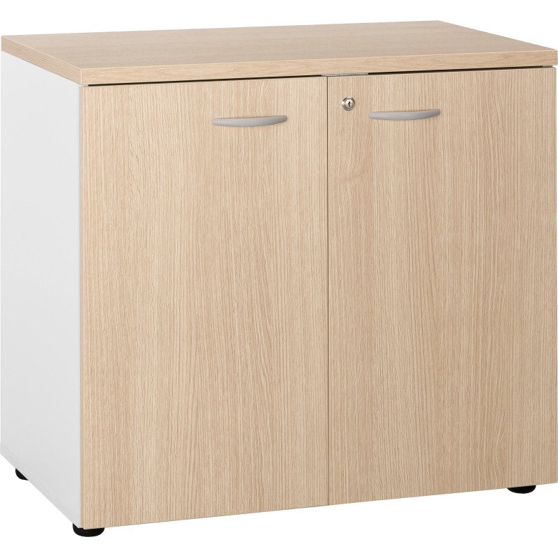 Armoire basse hauteur bureau portes battantes H 75,5 x L 80 x P 45 cm Squadra