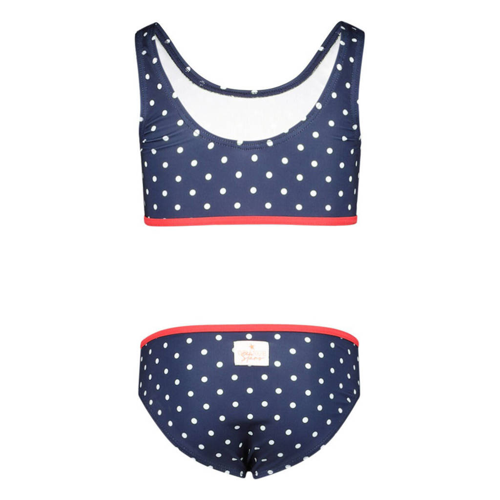 Leuke bikinicrop bikini met stippen donkerblauw/wit
