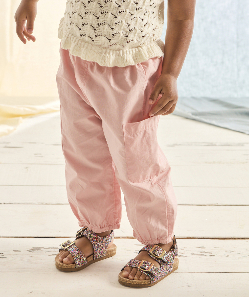 pantalon large cargo bébé fille ultra léger rose