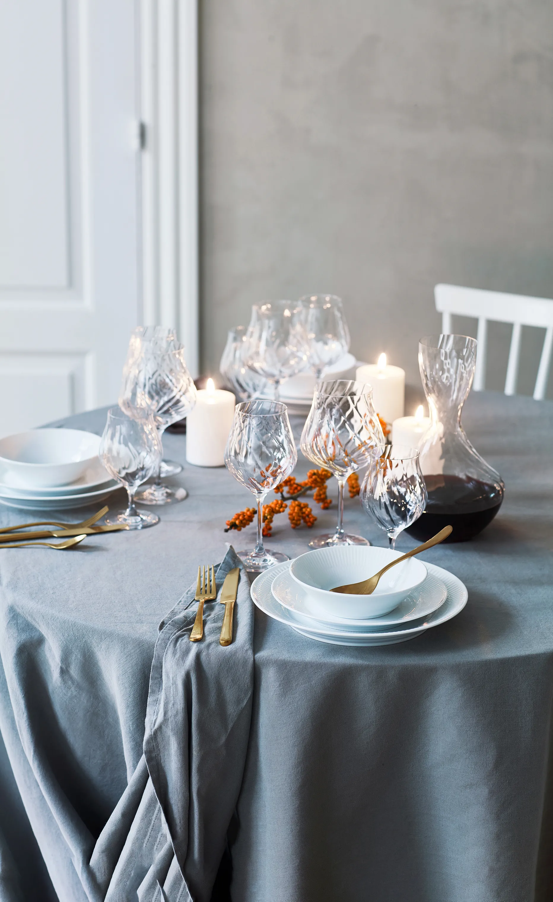 Royal Copenhagen Hvid Riflet Dyb Tallerken