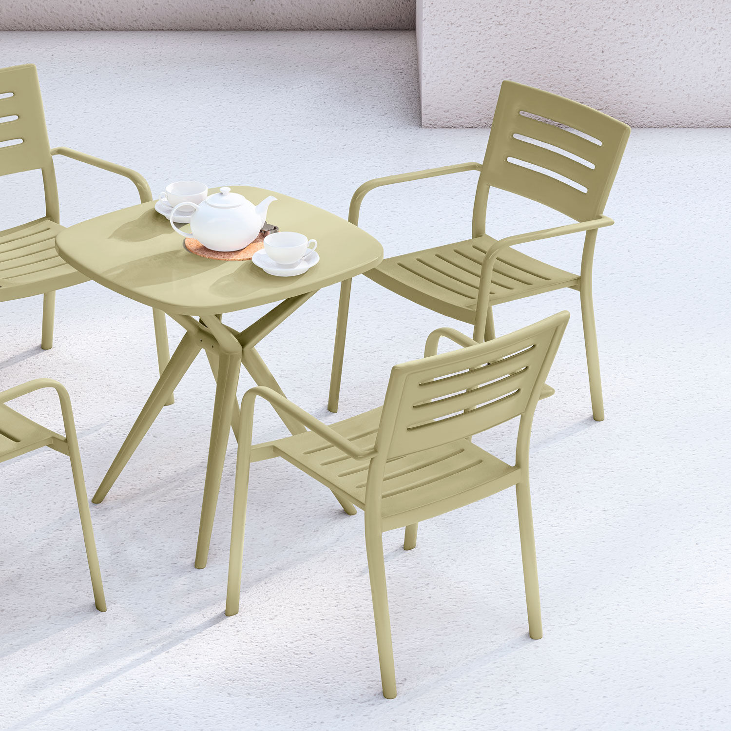 Bistro-Set Orla, aus recyceltem Kunststoff