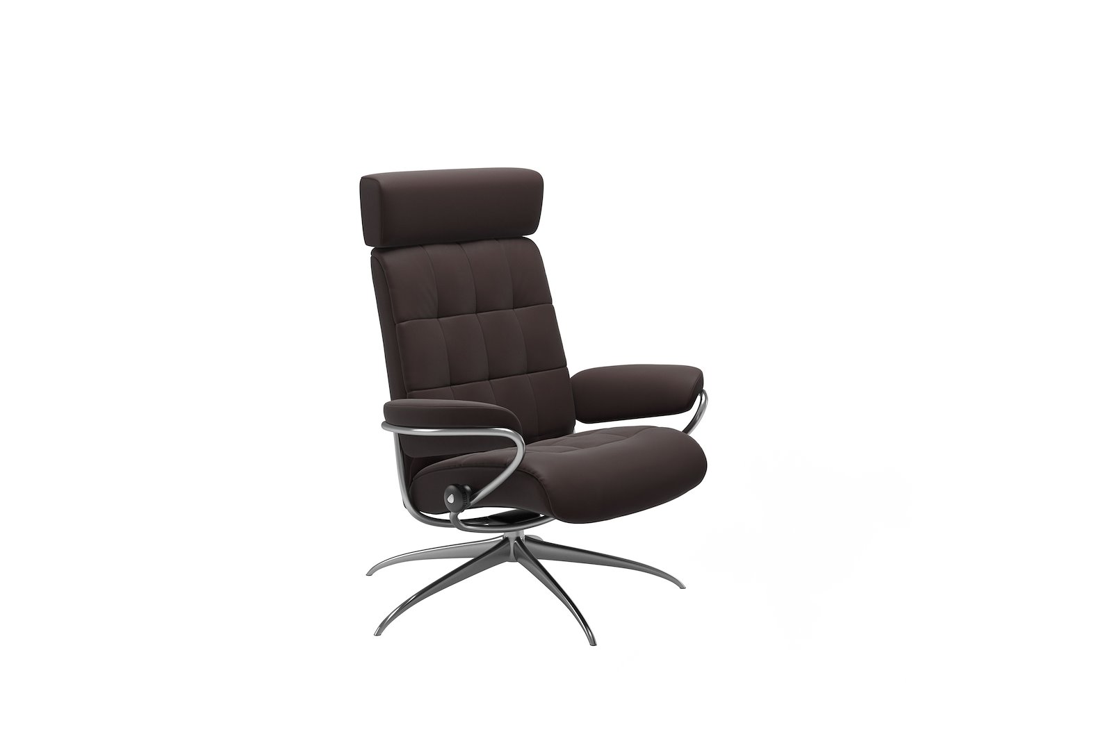 London lenestol Hud Paloma Chocolate - Star - Chrome