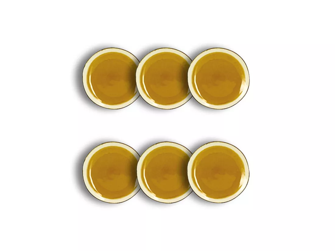 Ogo Living - Lot 6 Assiettes Dessert Balata 22cm En Gres Jaune