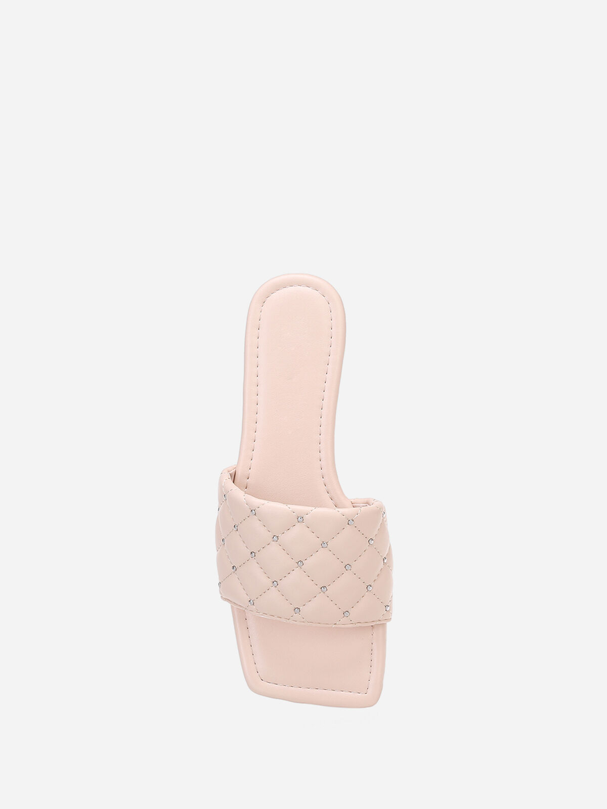 Mules matelassées avec clous- Beige