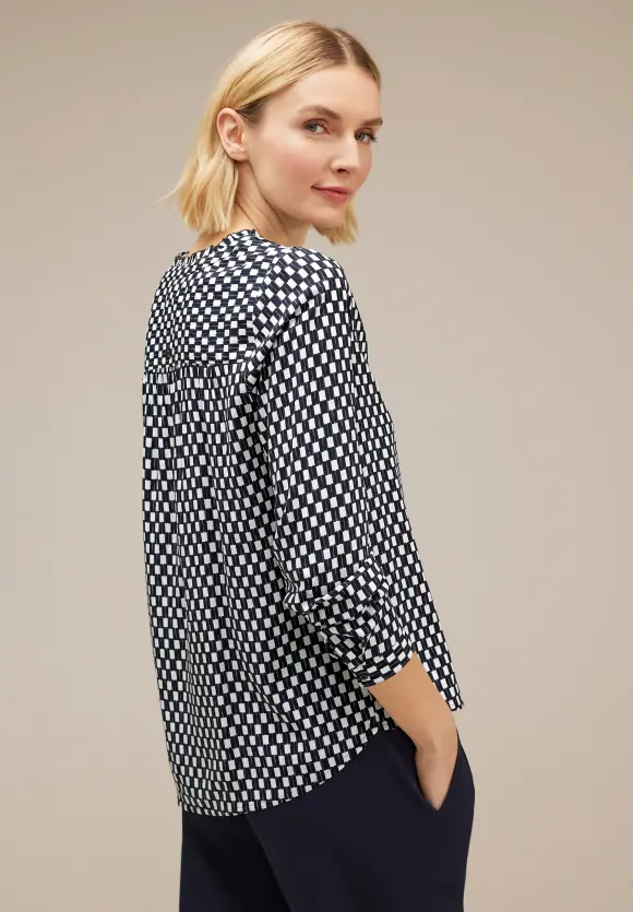 Viskose Printbluse - deep blue