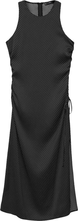 MANGO Side gathered polka dot dress Black