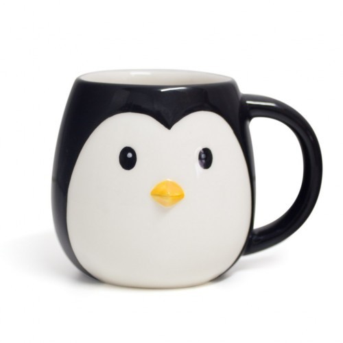 Caneca Pingo em formato de pinguim, branca