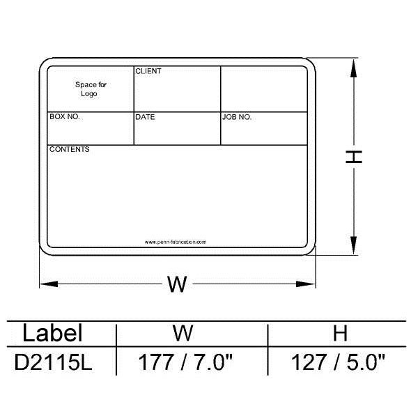 Penn Elcom D2115L tour label, 177 x 127 mm