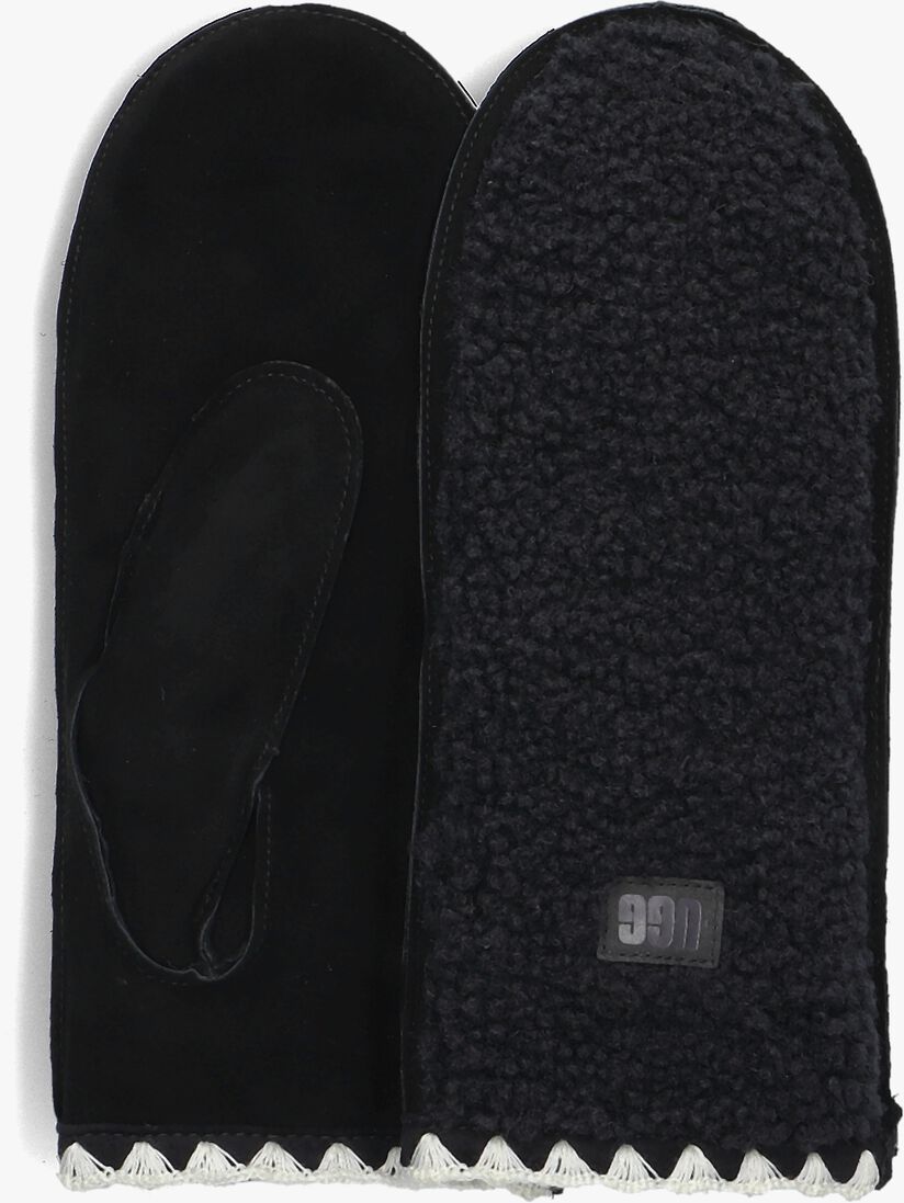 zwarte ugg handschoenen uggfluff scalloped mitten