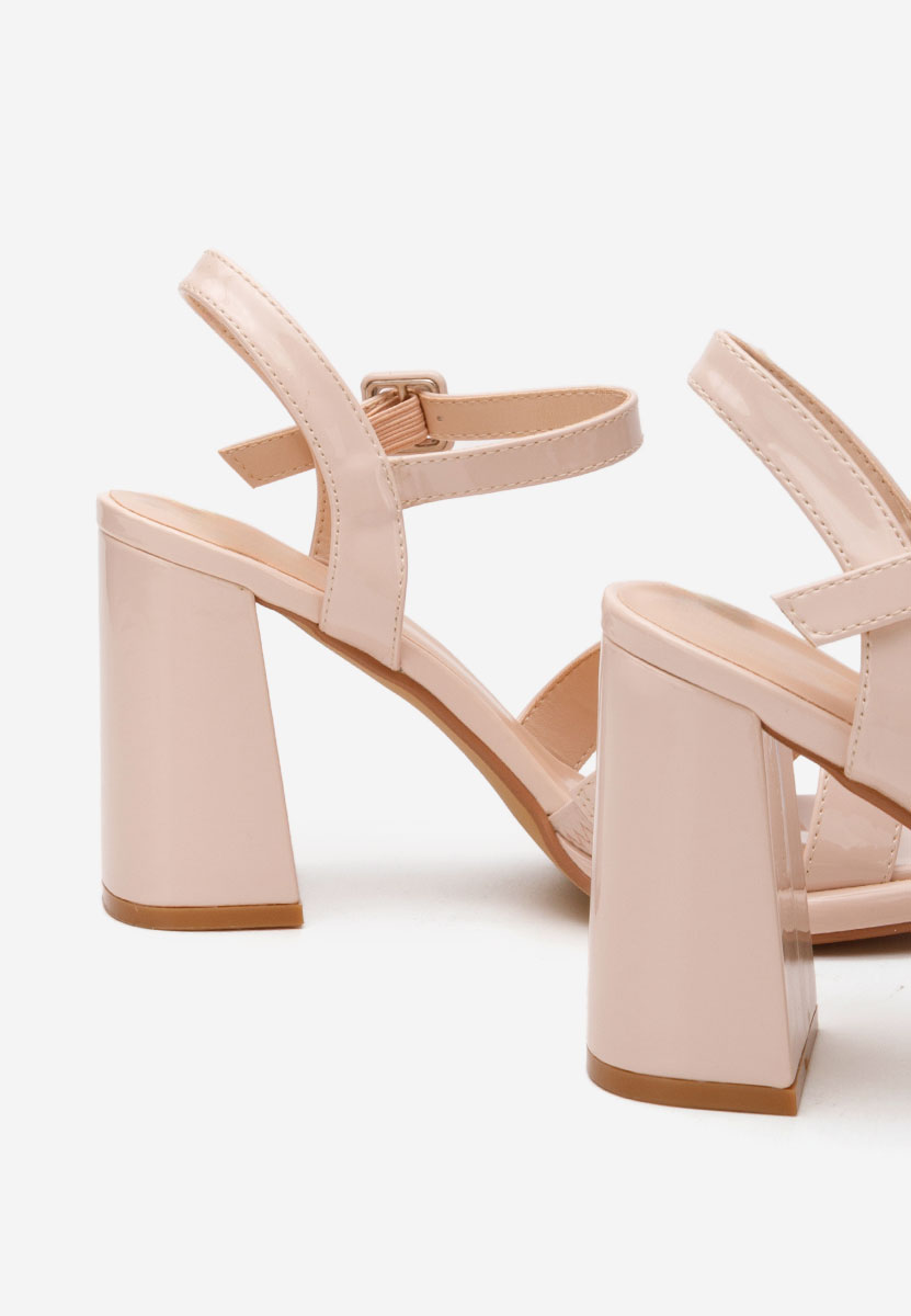 Sandales à talon épais beige Leonore