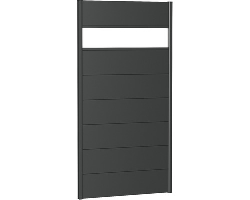 Aluminium schuttingpaneel Biohort met glasinzet 100 x 180 cm donkergrijs metallic