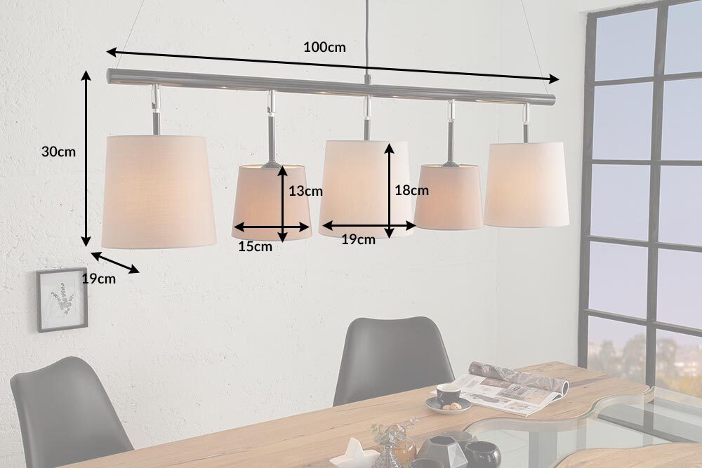 Design Hängeleuchte LEVELS 100cm braun beige Leinenschirme Design by KARE