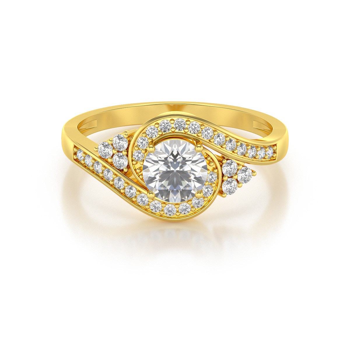 Bague ADEN Or Jaune Moissanite et Diamants 2.702grs